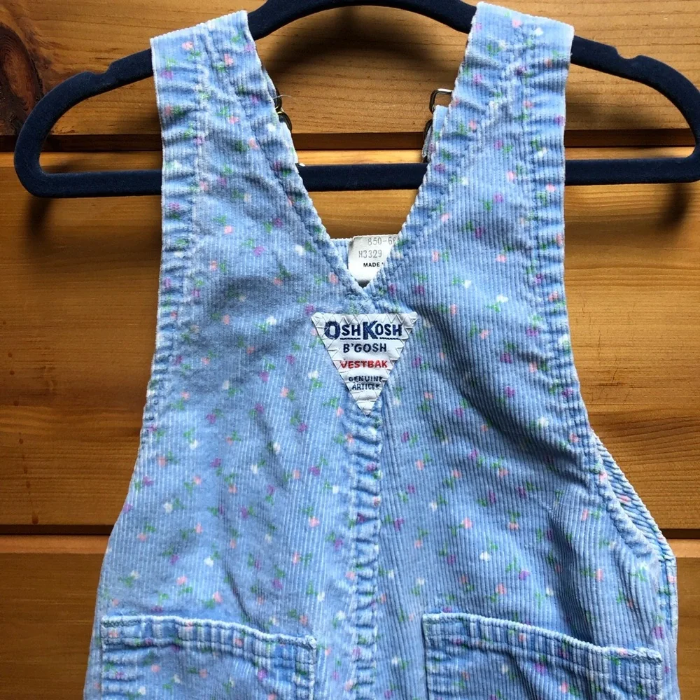 Vintage Oshkosh overall corduroy floral blue 12 months